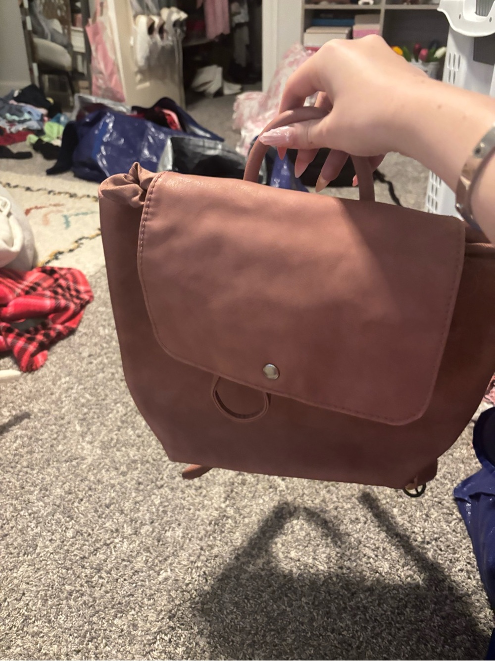 Stylish Rose Brown Women’s Top-Handle Backpack